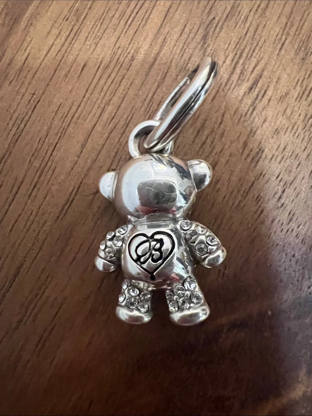 Brighton Silver Crystal Teddy Bear Charm - Clear Rhinestones